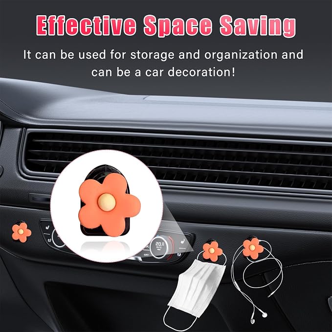 Augeny 8 PCS Car Seat Headrest Hook, Auto Seat Hook Hanger Storage Organizer, Adhesive Hooks for Purse Coat Umbrella Grocery Bag, Universal Interior Accessories for All Vehicles (Orange) - Image 4