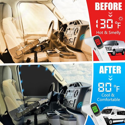 2 Pcs Magnetic Side Window Sun Shade for Ford E-Series 92-26 | Fits E150 E250 E350 E450 Econoline Van RV, Easy Magnetic Install, Blackout Privacy Cover for Van Life, Insulated - Image 4