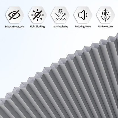 Myshade Arch Window Shades Half Circle Blackout Cellular Shades Cordless No Drill Blinds for Windows Half Moon Honeycomb Fabric No Tools Room Darkening Shades Easy Install (1PCS Grey 36" W X 18" H) - Image 6