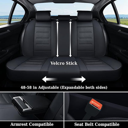 Coverado Car Seat Covers, Front Covers for Cars, Car Seat Cover Front Seats, Car Seat Protector Waterproof, Leather Car Seat Cushion, Universal Interior Covers Seat Protectors for Most Cars Black - Image 4