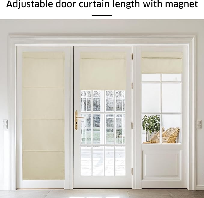 NICETOWN Light Beige Magnetic Door Roman Shade for French Glass Window | Thermal Insulated, French Front Door Window Covering, Roman Roll Up Shade for Patio Glass, 27 x 72 inch Long, 1 Panel - Image 5