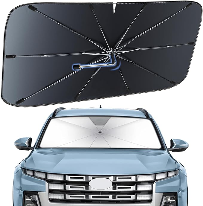 Windshield Sun Shade Umbrella for Hyundai Santa Cruz 2022-2026 Front Window | Heat-Reflective Window Shade, Umbrella Sunshade Cover Blocks Heat, Protects Interior, Vehicle-Specific Precision Fit by Fshaanys