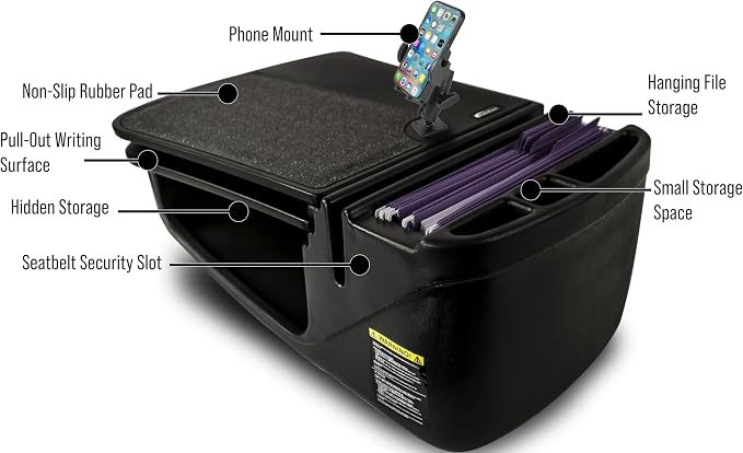 AutoExec GripMaster Car Desk for Your Vehicle Workstation and Mobile Office, Black with Phone Mount | Vehicle Workstation, Mobile Office - Image 3