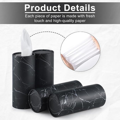 SINGARO Tissue Holder, 4 Pack Car Cup Holder Facial Tissues with Travel Tissue Bag, Quick and Convenient Flower Combination Car Tissue Box(4 Canisters/200 Tissues) Black - Image 3