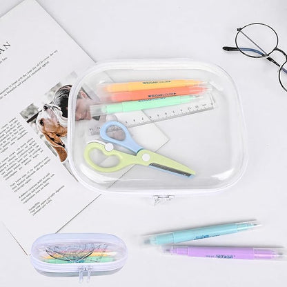Clear Hard Shell Zipper Case,6PCS Transparent Clear Zipper Pouches,Hard Side Plastic Case Set,Portable Travel Storage Organizer Bins - Image 7