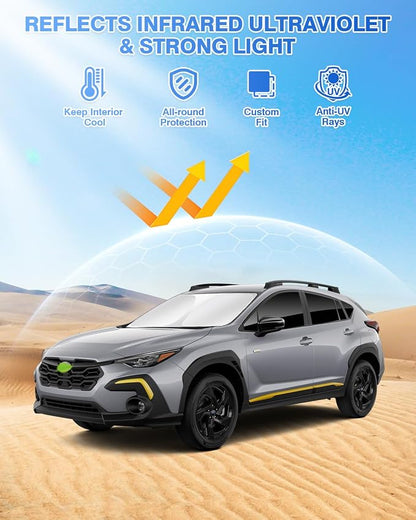 Canvcle Sunshades for Subaru Crosstrek 2024 2025 2026 Accessories Windshield Sun Shade Side Rear Window Shade Cover Sun Visor Shield Privacy Protection Keep Vehicle Cool Black 8PCS - Image 2