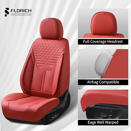 Car Seat Covers for Front Seats, Universal Seat Cushion 2 Seats, Car Seat Protector Waterproof, Premium Leather Automotive Seat Covers for Most Cars, Sedans, SUVs, and Trucks-Red - Image 6