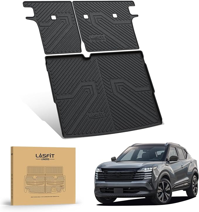 LASFIT Cargo Mats for Nissan Kicks FWD 2026 2025 | (Not Fit AWD & 2025 Kicks Play) All Weather TPE Custom Fit Cargo Trunk Mat & Backrest Mats Accessories, Black by LASFIT