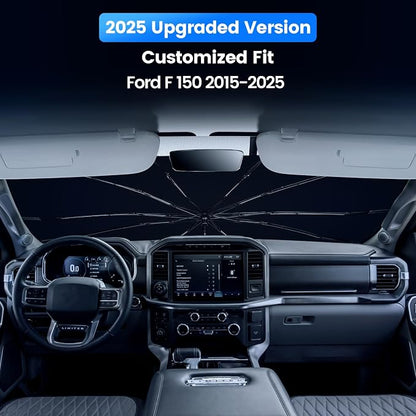 Windshield Sun Shade Umbrella for Ford F150 2015-2026 | Easy to use & storage, 4-Layer Reflective Material, UV Block, 10-Rib, 360° Bendable Handle, Front Window Sun Visor - Image 2