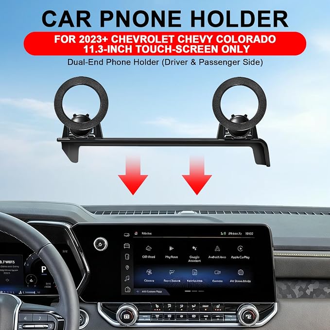 Dual-End Car Phone Holder for 2023-2026 Chevy Chevrolet Colorado 11.3-Inch | Magsafe Strong Magnetic Phone Mount for iPhone, 360° Hands-Free No Air Vent Blockage One-Hand Operation Stable Stand - Image 2