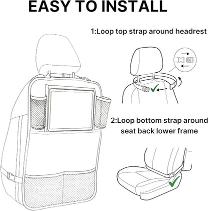Backseat Car Organizer for Kids, Car Seat Organizer with 11” Touch Screen Tablet Holder, Rear Seat Storage Bag with Drink Pockets, Anti-Kick Seat Back Protector for Travel (Pink Rabbit) - Image 6