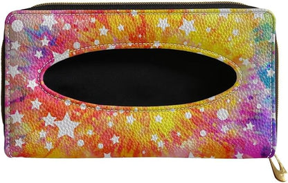 Biyejit Car Tissue Holder, Tie Dye Stars Premium Sun Visor Napkin Case, Hanging Car Accessories Used to Organize Paper Towels and Storage Small Items by Biyejit