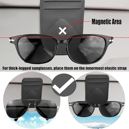 Sunglass and Card Holder for Car Visor, 2 Card Slots Visor Glasses Clip, Strong Magnetic Visor Holder, Visor Accessories for Cars SUV(Beige 1Pc) - Image 4