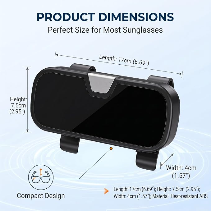 Sunglass Holder for Car Visor Clip, Sunglasses Case for Car Sun Visor Glasses Storage Box, Vehicle Visor Accessories Sun Glasses Holder, Universal for Most Cars (Black) - Image 2