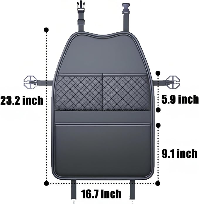 2 Pack Seat Back Protector - Leather Kick Mat with Storage Pockets, Front & Back Seat Cover for Kids -Large Capacity Car Seat Organizers and Storage for Child, Splashproof & Easy Clean - Image 6