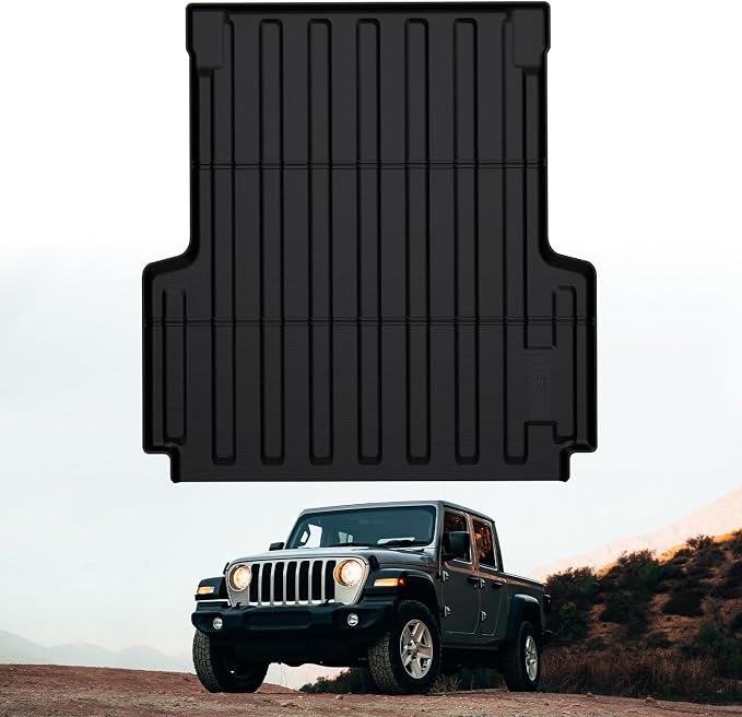 LASFIT 5FT Bed Mat for Jeep Gladiator JT 2020-2025 2026 (60 inches) | All Weather, TPE, Custom Fit, Truck Bed Mat, Bed Liner, Black by LASFIT
