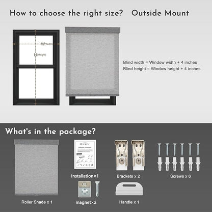Persilux Light Filtering Roller Shades for Window Blinds,Cordless,Linen Fabric,Thermal Insulated Fabric UV Protection Shades for Home,Office,Bedroom,Door,Light Filtering-Grey,35.5" W X 72" H - Image 7
