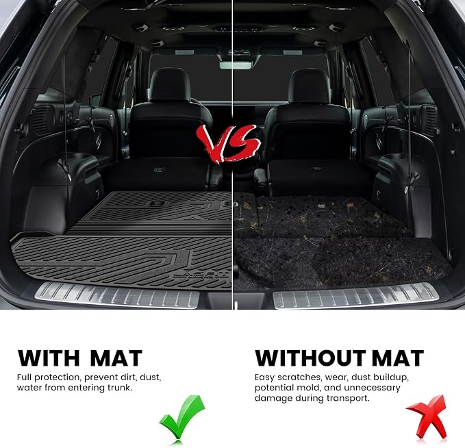 LASFIT Cargo Mats for Hyundai Palisade 2026 | All Weather TPE Custom Fit Cargo Trunk Mat & Backrest Mats Accessories, Black - Image 3