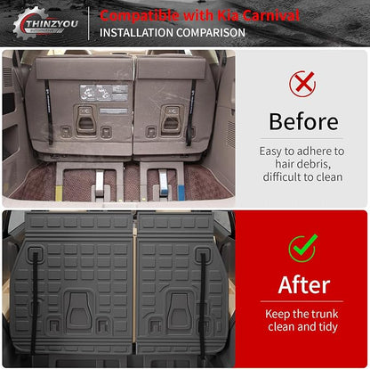 Cargo Mat for 2022-2026 Kia Carnival Gas/2025 2026 Carnival Hybrid | Trunk Mat & Backrest Mats, TPE All Weather Cargo Liner Back Seat Cover Protector 2024 Carnival Accessories - Image 2