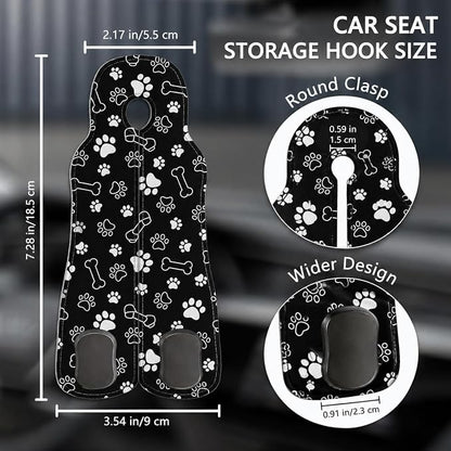 Cute Black Paw Car Seat Back Storage Headrest Hooks for Purses & Bags – 2PCS PU Leather Dual Metal Hooks, Backseat Organizer Accessories - Image 2