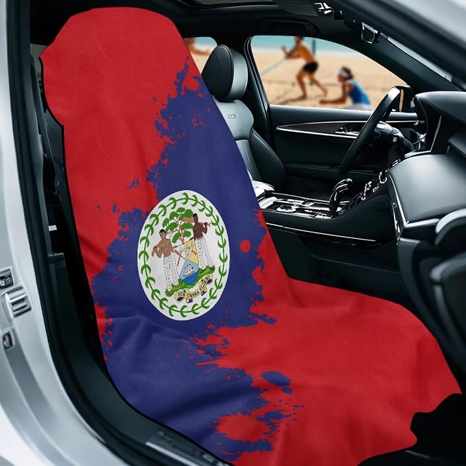 SEANATIVE Flag of Belize Seat Cover Universal Car Sport Towel Seat Cushion Sweat-Absorbent Towel Cloth Suitable for All Seasons Beach Seat Cover Washable - Image 2