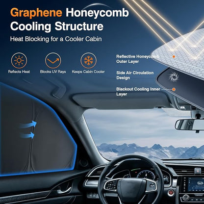 Honda Civic Side Window Sun Shade, OEM Laser-Cut Custom Fit Graphene Honeycomb Heat Blocking Privacy Cover, Car Shades for Side Windows, for Baby Kids Pets, Hot Summer Travel, Rear Sunshade, 7PCS - Image 3