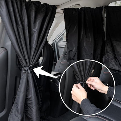 4 Pcs Medium Upgrade Double Layer Thickened Car Curtains Set, 98% Light Blocking Car Window Shades Covers, Include 2 Side Window Covers, 1 Divider Curtain & 1 Storage Bag, Sedan SUV Accessories - Image 5