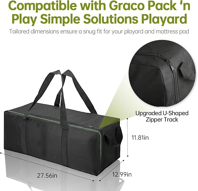 Carrying Bag Compatible with Graco Pack n Play, Lightweight & Waterproof | 2 Pack Replacement Nylon Foldable Travel Carrying Case for Graco Pack n Play, Storage Bag for Airplane and Train Travel - Image 2