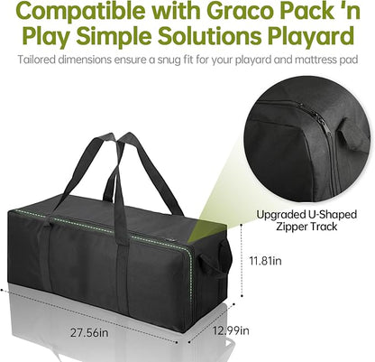 Carrying Bag Compatible with Graco Pack n Play, Lightweight & Waterproof | 2 Pack Replacement Nylon Foldable Travel Carrying Case for Graco Pack n Play, Storage Bag for Airplane and Train Travel - Image 2