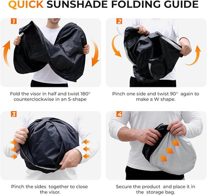 [2026 Upgraded] DooGooCoo Windshield Sun Shade for Tesla Model Y & Model 3 2017-2026 [Cooling Ice-Crystal, 100% Sun Block] Sunshade for Car Windshield for Tesla Model 3 Sunshade Model Y Sunshade. - Image 9