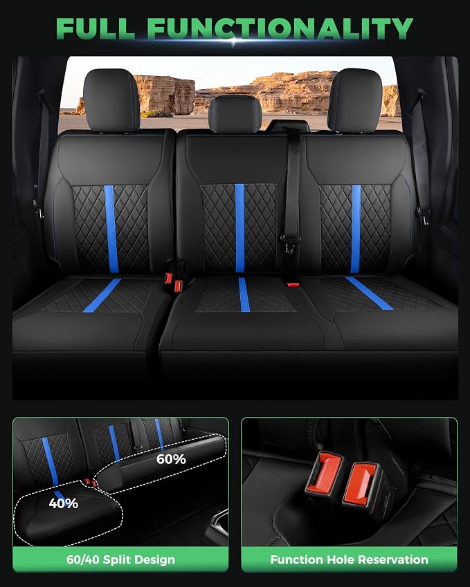 RIDEPOSH for Ford F150 Leather Seat Covers, SuperCrew XL XLT 2021-2026 | Fits F250 F350 Super Duty Crew Cab 2023-2026, Custom Fit, Bucket Seat, Stain Resistant, Airbag Compatible, Easy-Clean - Image 4