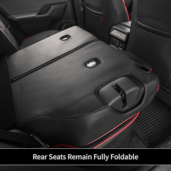 EKR Car Challenger Seat Covers 2011-2014,Leatherette Full Set | Custom Fit for Dodge Challenger 2011 2012 2013 2014 -Faux Leather(Black with Red Piping) - Image 7