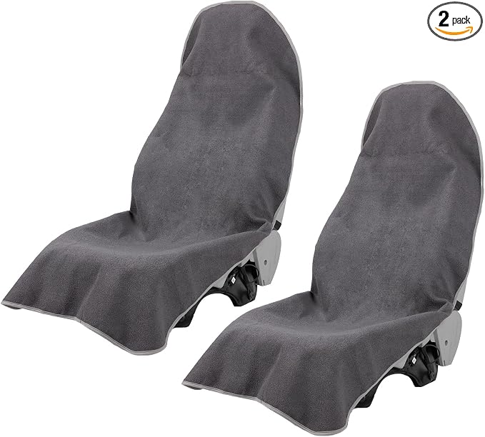 Prpeko 2PCS Terry Cloth seat Cover Universal Waterproof Car Sport Towel Seat Cushion Non-Slip Sweat-Absorbent Towel Cloth Suitable for Gym Workout, Universal Fit for Car SUV Van-Grey by Prpeko