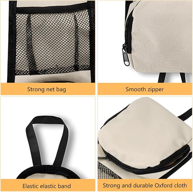 Car Seat Side Organizer, 2PCS Multi-Pocket Vehicle Front Seat Storage Hanging Bag with Mesh Net Pocket, Multifunctional Automotive Stuff Holder, Universal for SUV RV Truck (White) - Image 6