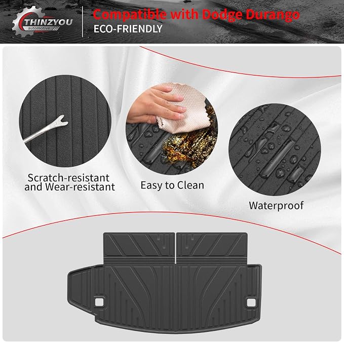 Floor Mats for 2016-2025 2026 Dodge Durango 6 Seats | Trunk Mat Cargo Mat TPE All Weather Back Seat Protector Trunk Liner 2024 Durango Accessories - Image 8