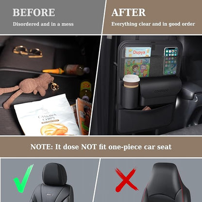 Coverado Car Backseat Organizer with Tablet Tray, Nappa Leather Organizer for Car Seat Back, Waterproof Car Seat Organizer with Touch Screen, Seat Protector Kick Mats for Kids - Image 8