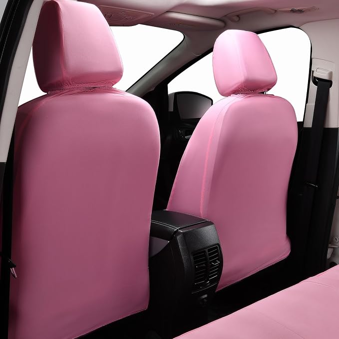 Flying Banner Butterfly car seat Covers ful Set Fashion Universal Lady Woman Female Rear Bench Split Colorized (Full Set - Lace, Solid Pink) - Image 3