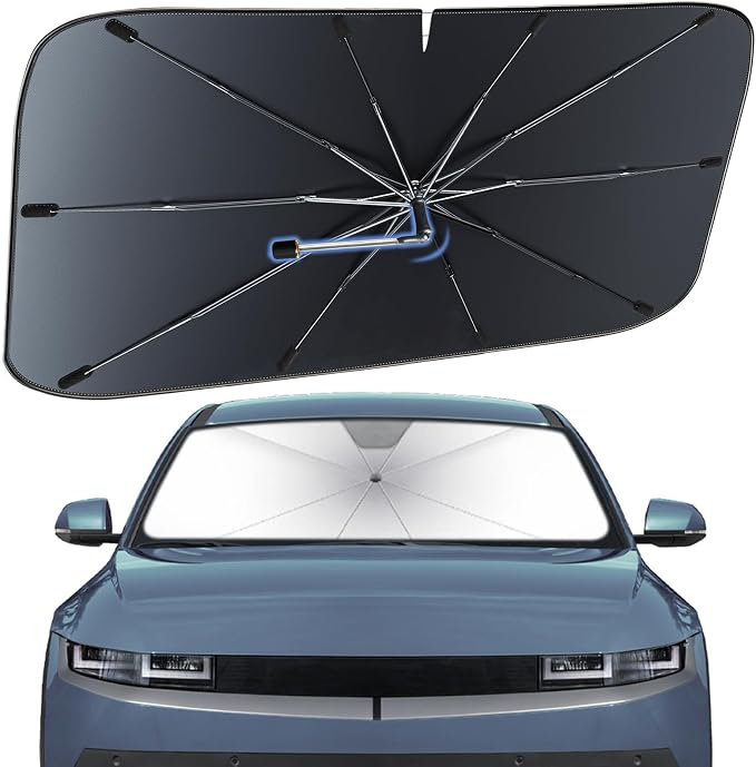 Windshield Sun Shade Umbrella for Hyundai IONIQ 5 2022-2026 Front Window | Heat-Reflective Window Shade, Umbrella Sunshade Cover Blocks Heat, Protects Interior, Vehicle-Specific Precision Fit by Fshaanys