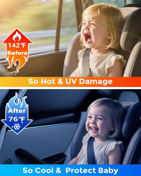 [2026 Upgraded] DMJN Car Window Shades for Baby, 100% UV & Sun Block Car Side Windows Covers Sun Shades for Baby in Car, Easy-Install Nano Ice-Crystal Coating Universal Fit, 2 Packs - Image 2