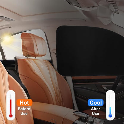 Ovege Magnetic Car Window Shades Suedette Back Seat Privacy Curtains Baby | UV Protection，2pcs sunshades ,100% blackout, steel frame compatible - Image 6