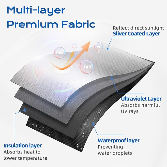 Blackout Curtains for Bedroom, 70" x 58" Portable Blackout Blinds No Drill | 100% Blackout Window Cover with Hook&Loop Strip, Temporary Blackout Shades, Blackout Window Film for Nursery Travel RV- Black - Image 3