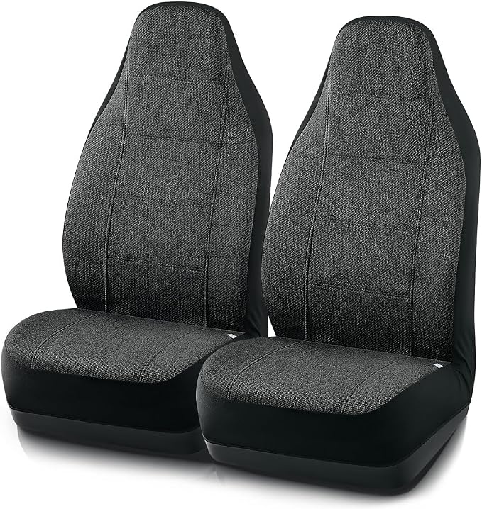 Road Comforts Car Seat Covers for Front Seat, High Back Heavy Duty Breathable Flax Seat Protector, Airbag, Not Seat Belt Compatible, Washable Seat Cover Fits for Most Cars, Trucks, SUVs, Vans Black - Image 2