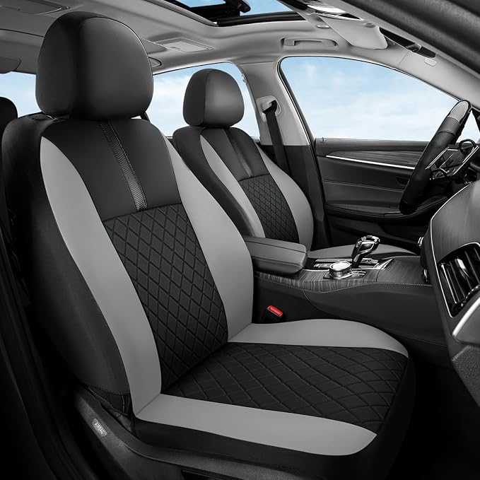 Coverado Car Seat Covers Front Pair, Automotive Leather Seat Covers for Car，Universal Fit Front Back Seat Cover, Non-Slip Waterproof Breathable Car Seat Protector by COVERADOAUTO