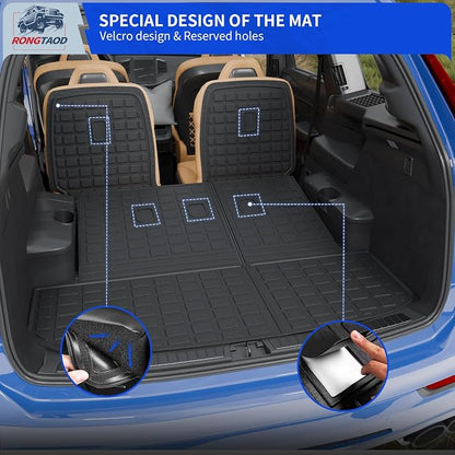 Rongtaod 2nd&3rd Row Backrest Mats+Trunk Mat for 2020-2025 Hyundai Palisade | Only for 7 Seats, Trunk Mat Cargo Liner TPE All Weather Kick Mat Trunk Liner 2024 Palisade Accessories - Image 3