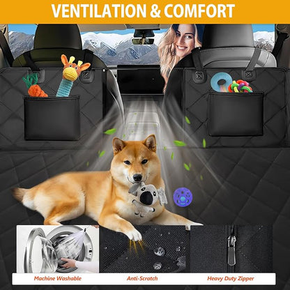Hard Bottom Dog Car Seat Cover for Back Seat, Back Seat Extender | Dog Hammock for Car, SUV, Sedan, Holds 420lbs,Large Space, Sturdy Oxford, Waterproof, Mesh Window, Anti Scratch, Non-Slip - Image 6