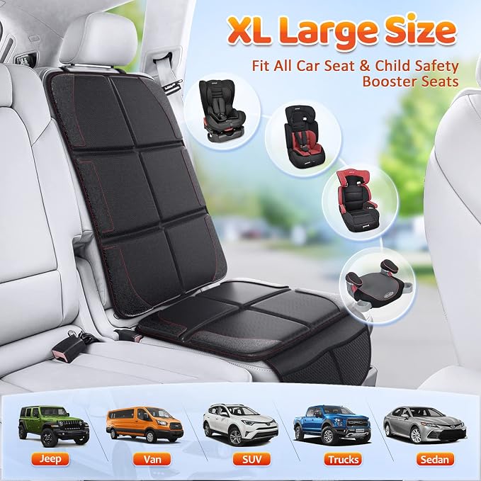 Gimars Car Seat Protector, 2 Pack, Waterproof 600D Fabric Carseat Protector Car Seat Cover for Child Car Seat with Nonslip Backing Mesh Pockets for Baby and Pet SUV Sedan Truck Leather Seats - Image 2
