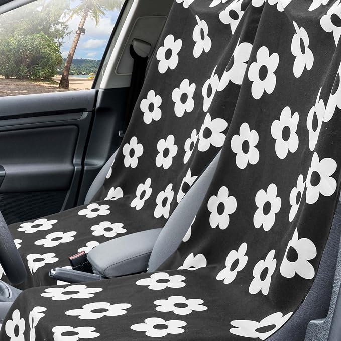 Hahafelt 2 Pack Car Seat Towel Cover with Storage Bag, Florid Declamation | 63 x 32 in Car Towel Seat Cover Non Slip Waterproof, Gym Workout Swimming Running, Machine Washable Sweat Absorbent Protector - Image 4