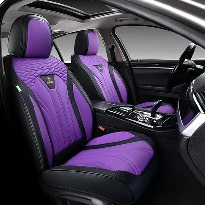 Leather Seat Covers for Car Waterproof Front Seat Covers 2 Pack Purple Car Seat Cover Universal Driver Seat Protector for Most Cars Trucks SUV by FLORICH