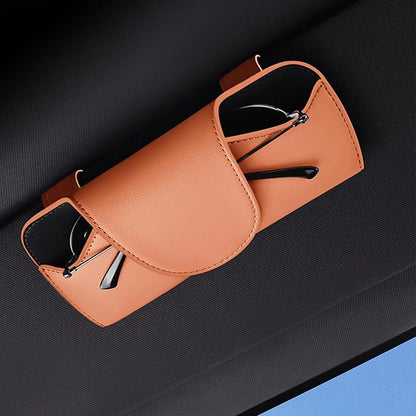 Magnetic Sunglass Holder for Car Visor Clip, Visor Accessories Eyeglasses Holder, Leather Glasses Storage Case by fccairms