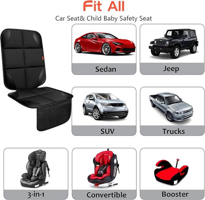 XHYANG Car Seat Protector 1 Pack Car Seat Cushion Mat Thickest Padding,Waterproof 600D Fabric Car Seat Covers for Non-Slip Backing Mesh Pockets for Baby and Pet (Black, 1 Pc) - Image 4